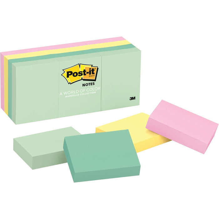Post-it&reg; Notes Original Notepads -Marseille Color Collection