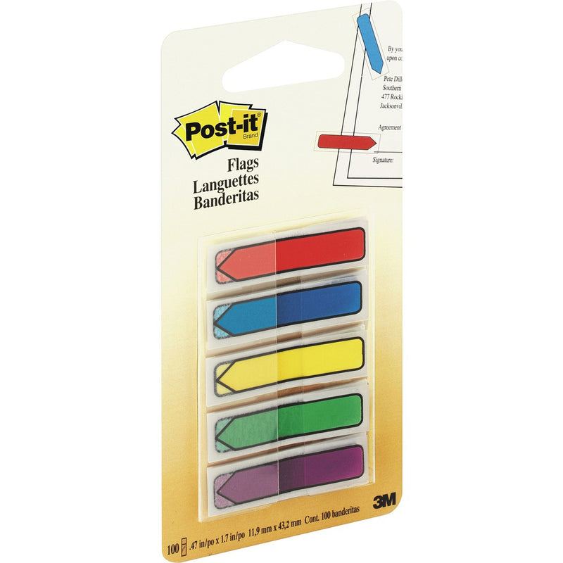 Post-it&reg; 1/2"W Arrow Flags in On-the-Go Dispenser - Bright Colors - The Supply Room