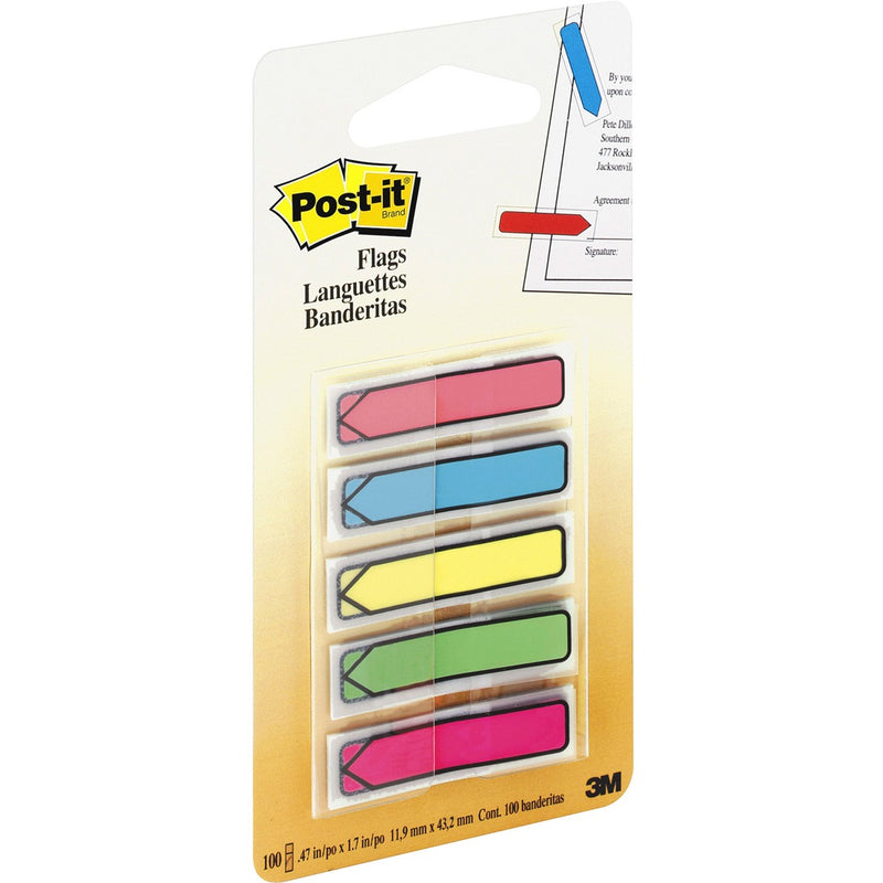 Post-it&reg; 1/2"W Arrow Flags in On-the-Go Dispenser - Bright Colors - The Supply Room