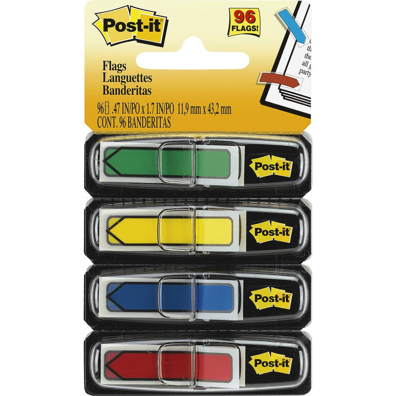 Post-it&reg; 1/2"W Arrow Flags -Primary Colors - 4 Dispensers