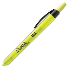 Sharpie Smear Guard Retractable Highlighters - Chisel Marker Point Style - Retractable - Fluorescent Yellow - Yellow Barrel - 12 / Dozen - The Supply Room