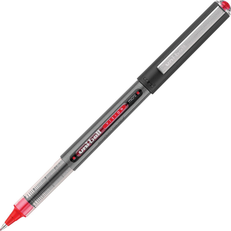 uni-ball Vision Rollerball Pens - Micro Pen Point - 0.5 mm Pen Point Size - Red