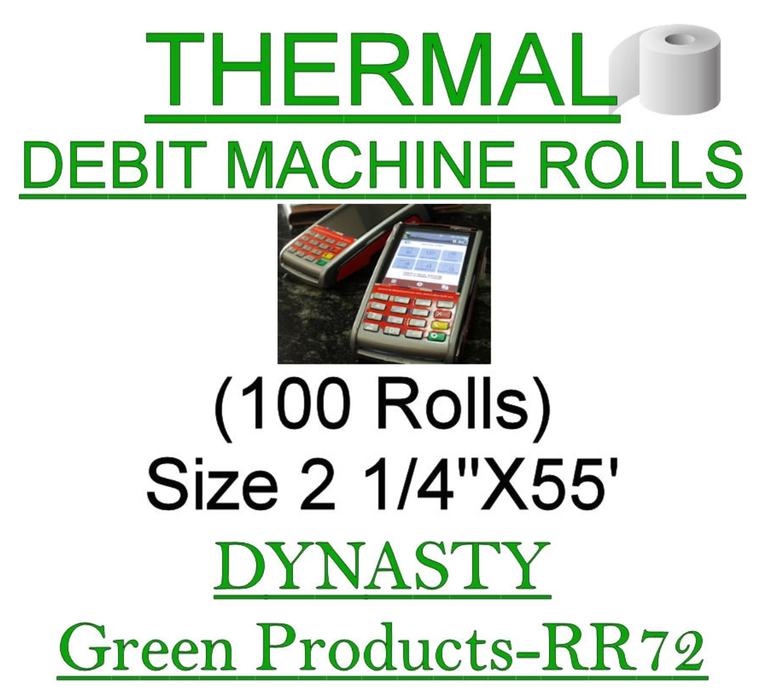 Thermal Paper Rolls 2-1/4 x 55 ft | 38mm Diameter | fits Verifone vx520 | fits Ingenico iCT220 and iCT250 | 100 Rolls per case