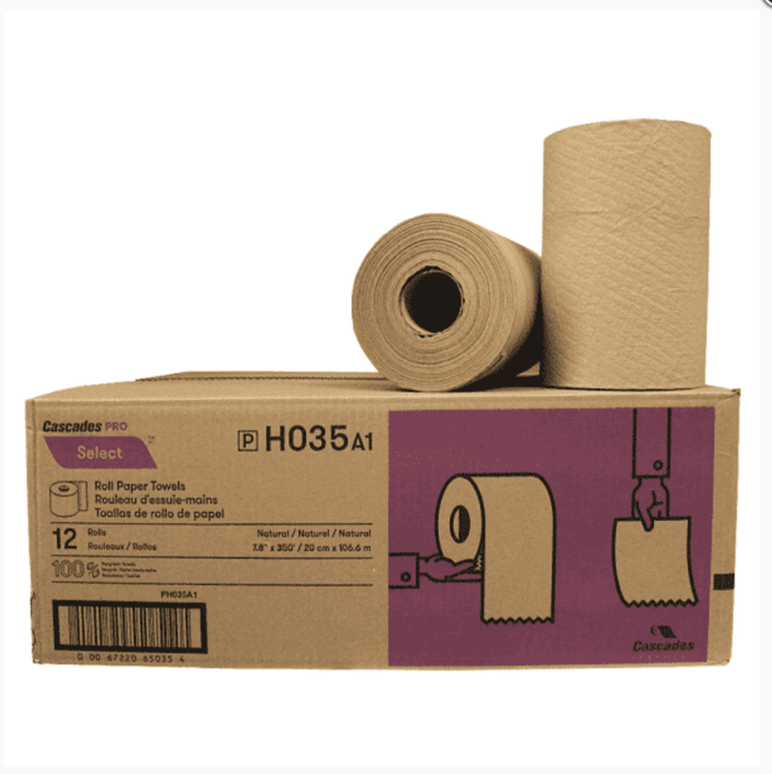 Cascades Pro Select - H035 - Kraft Hand Paper Towel Roll 8" x 350' - 12/Case