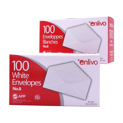 White Envelopes, N° 8, 100/Box (9.2 x 16.5cm) White