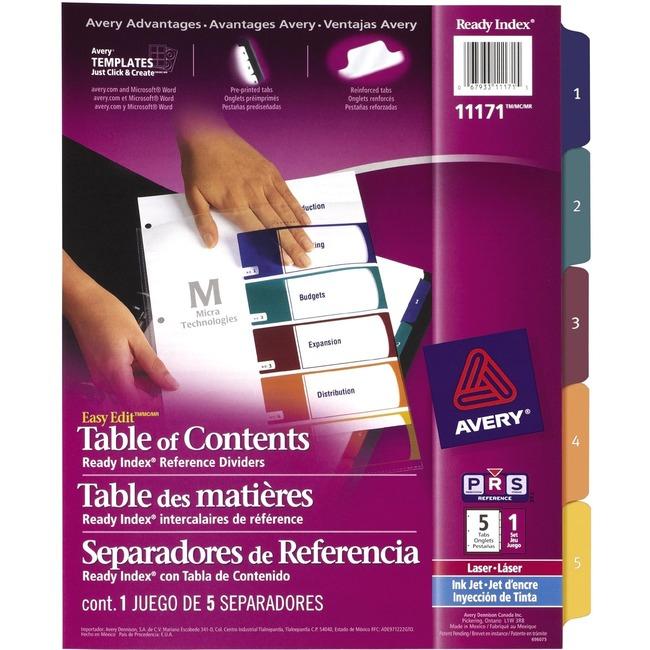 Avery&reg; Easy Edit Index Divider (AVE11171)