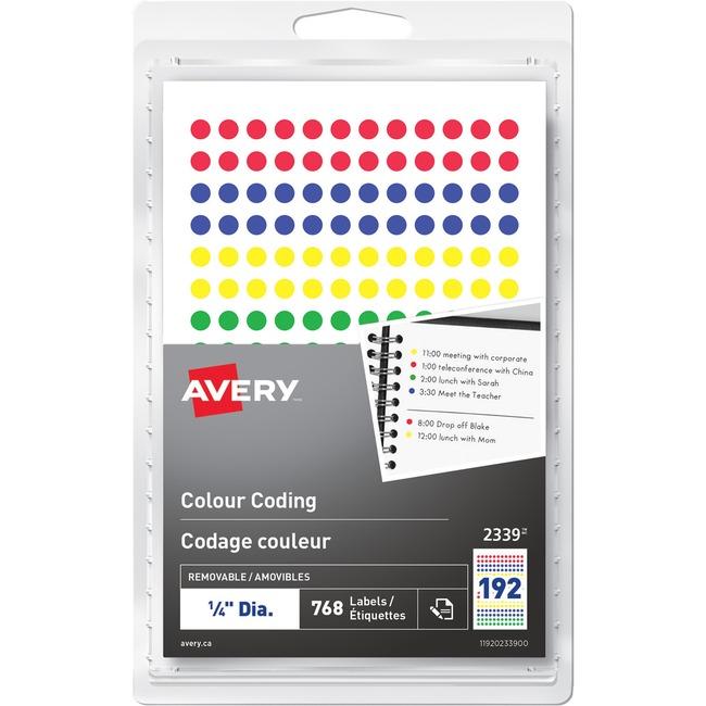 Hand Write Colour Coding Label 1/4" Round, Removable, Assorted Colours, 768 / pkg
