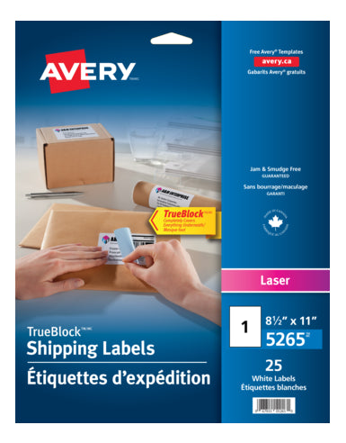 5265 WHITE TRUEBLOCK 8 1/2" X 11" PERMANENT  25 SHEETS/E