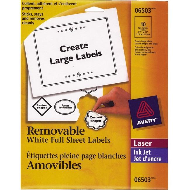 6503 I.D. LABELS 8 1/2" X 11" REMOVABLE 10 SHEETS/ENV. 1