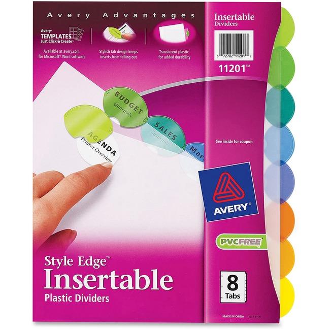 11201 STYLE EDGE PLASTIC INSERTABLE DIVIDERS 8 TABS PER SET