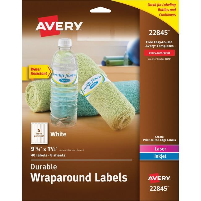 Avery&reg; Wraparound Labels, Sure Feed, 9-3/4" x 1-1/4" , 40 Labels (22845) (AVE22845)