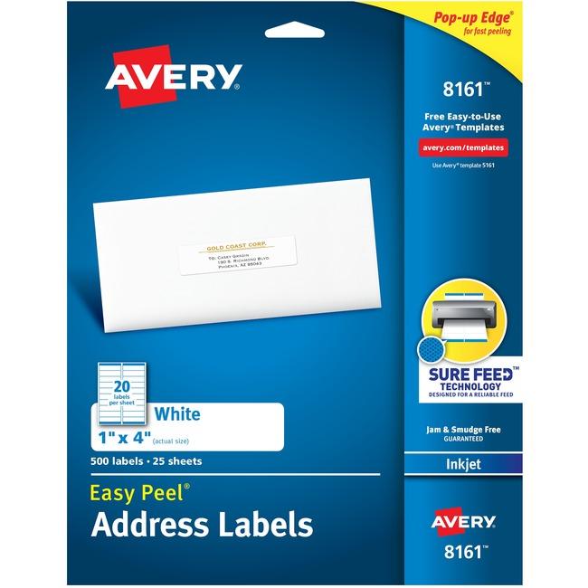 8161 WHITE EASY PEEL 4" X 1" PERMANENT  25 SHEETS/ENV.