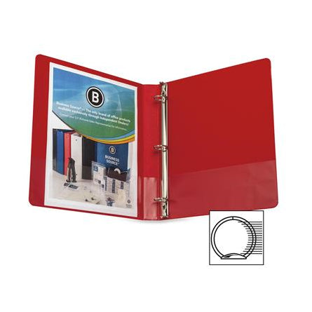 BUSINESS SOURCE RING BINDER 1" CAPACITYFASTENER VINYL RED