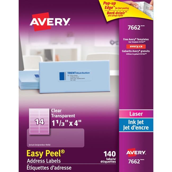 7662 CLEAR EASY PEEL 4" X 1 1/3" PERMANENT 10 SHEETS/ENV.
