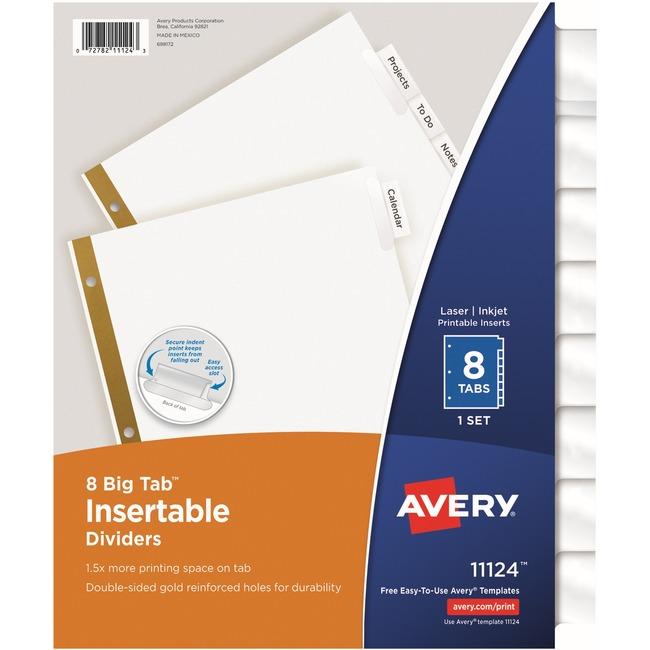 11124 BIG TAB INSERTABLE DIVIDERS 8 TAB 1 SET CLEAR