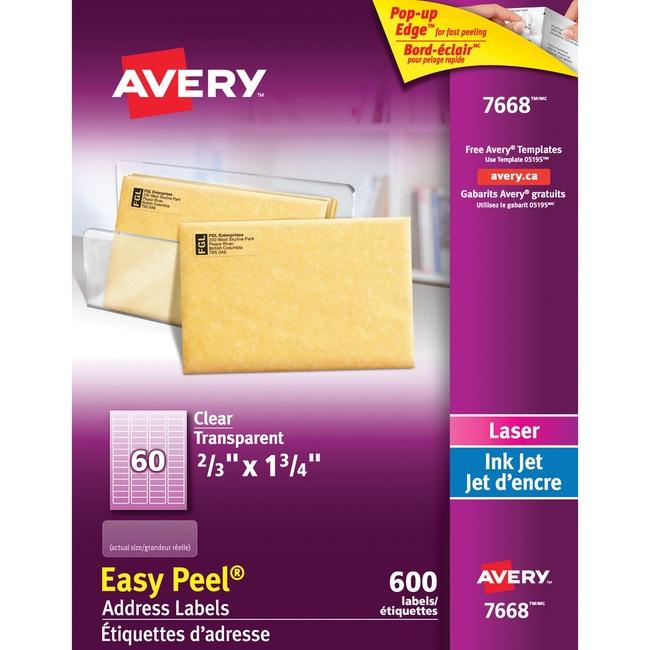 7668 CLEAR EASY PEEL 1 3/4" X 2/3" PERMANENT 10 SHEETS/EN