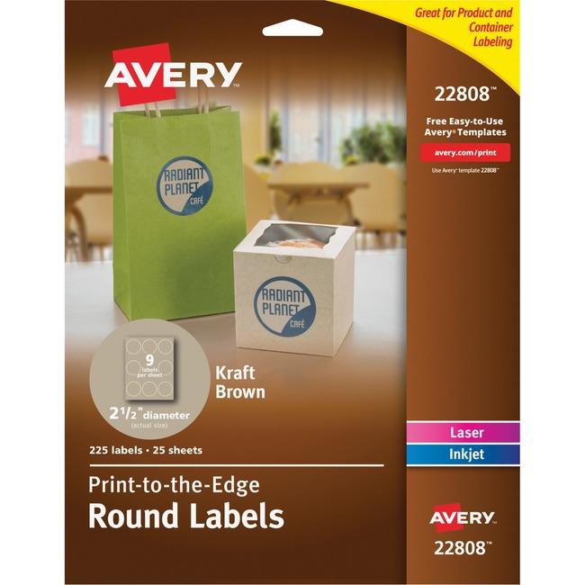 22808 KRAFT BROWN ROUND LABELS 2 1/2" DIAMETER 25 SHTS/ENV.