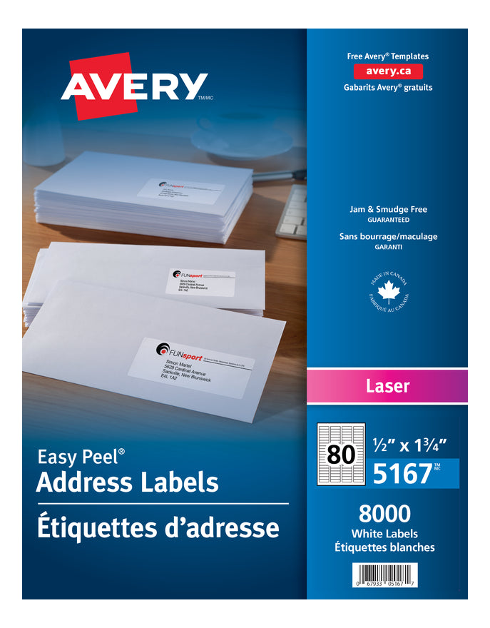 5167 WHITE EASY PEEL 1 3/4" X  1/2" PERMANENT  100 SHEET