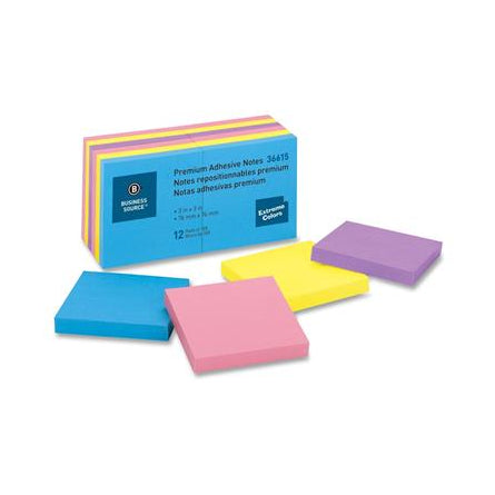ADHESIVE NOTES 3" X 3" ASSORTED REPOSITIONABLE 12/PK
