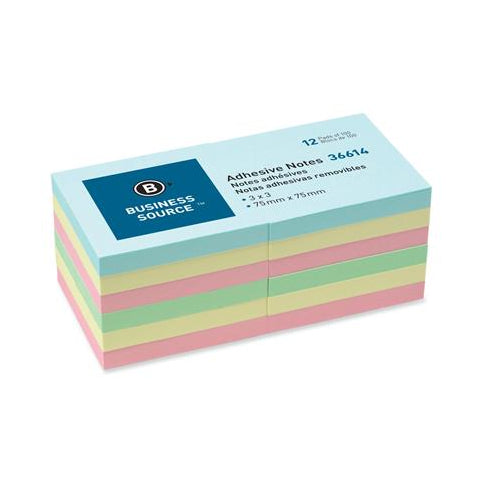 ADHESIVE NOTES 3" X 3" ASSORTED REPOSITIONABLE 12/PK