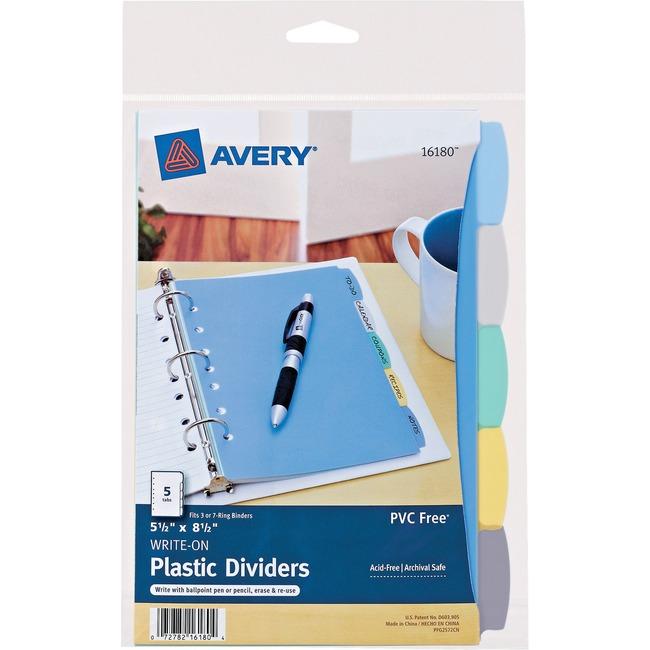 16180 5 1/2" X 8 1/2" DURABLE WRITEON PLASTIC DIVIDER MUL