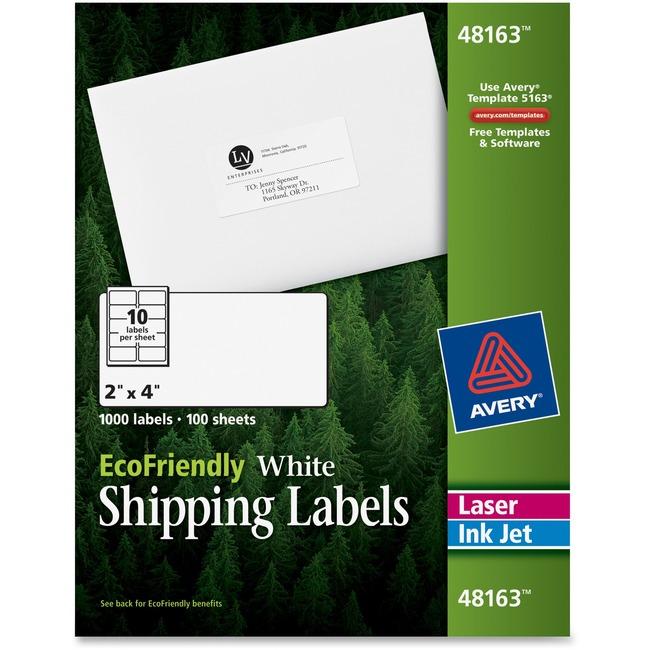48163 ECO WHITE MAILING LABEL PERMANENT  2" X 4" 100 SHEE