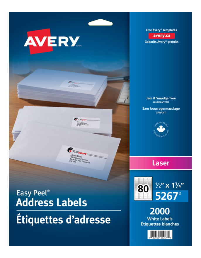 5267 WHITE EASY PEEL 1 3/4" X  1/2" PERMANENT  25 SHEETS