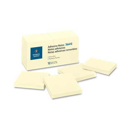 ADHESIVE NOTES 3" X 3" YELLOW REPOSITIONABLE 12/PK
