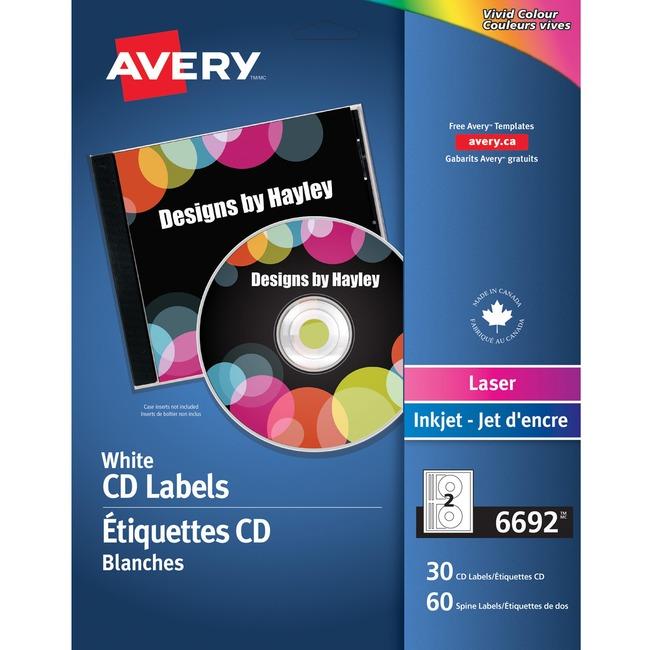 6692 CD LABELS WHITE FOR COLOUR LASER 15 SHEETS/ENV. 30 L
