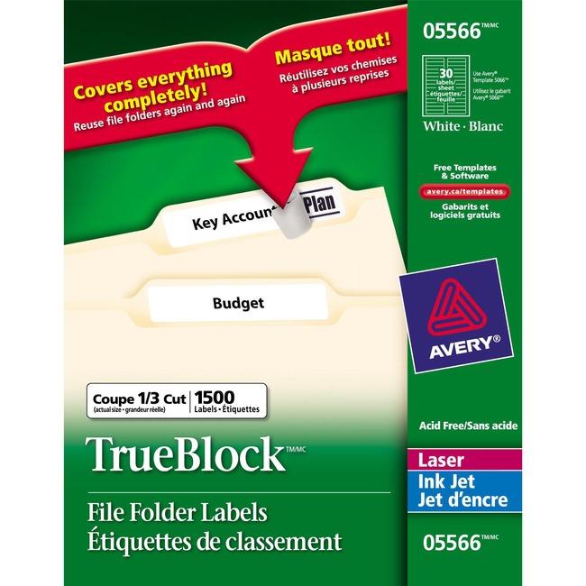 5566 FILING LABELS TRUEBLOCK 37/16" X 2/3" PERMANENT WH