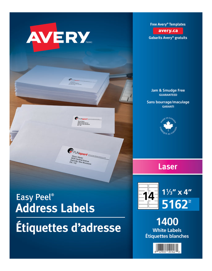 5162 WHITE EASY PEEL 4" X 1 1/3" PERMANENT  100 SHEETS/B
