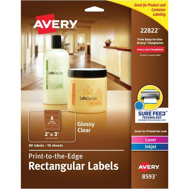 22822 GLOSSY CLEAR RECTANGULAR LABELS 2" X 3" 10 SHTS/ENV.